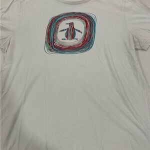 Original Penguin Pale Gray/Off-White Tshirt w/Multicolor Penguin Graphic, XXL